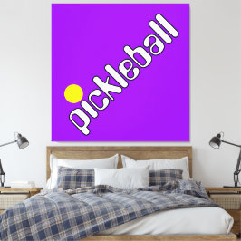 Mod Roligt Vit Gult PICKLEBALL på Bright Lila Canvastryck