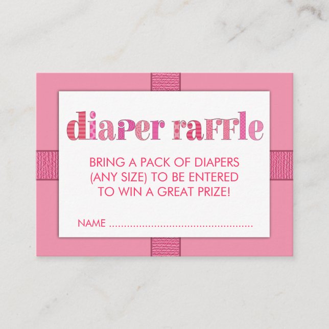 Mod Rosa Baby Shower Diaper Raffle Biljett Infoga Tilläggskort (Framsida)