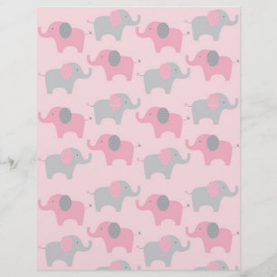 Mod Rosa Grått Elephant Baby Scrapbook Papper