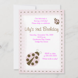 MOD ROSA LADYBUG Little dam Birthday Call Inbjudningar