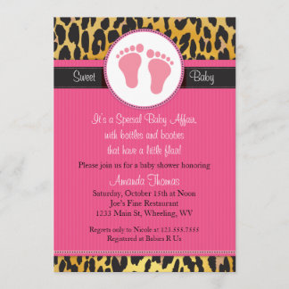 Mod Rosa Leopard Print Baby Shower-inbjudan Inbjudningar