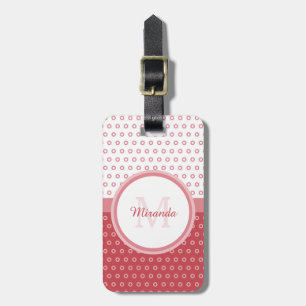 Mod Rosa och Polka dots Monogram med Namn Bagagebricka