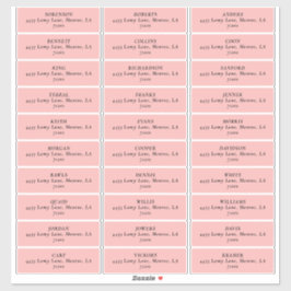 MOD ROSA TULIP BRÖLLOP ADRESSETIKETTER KLISTERMÄRKEN