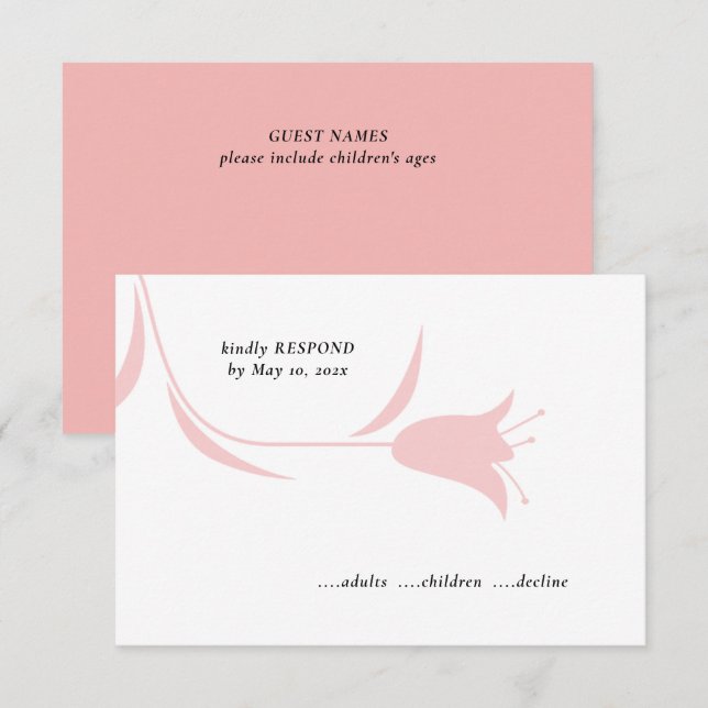 MOD ROSA TULIP BRÖLLOP OSA KORT (Fram/baksida)