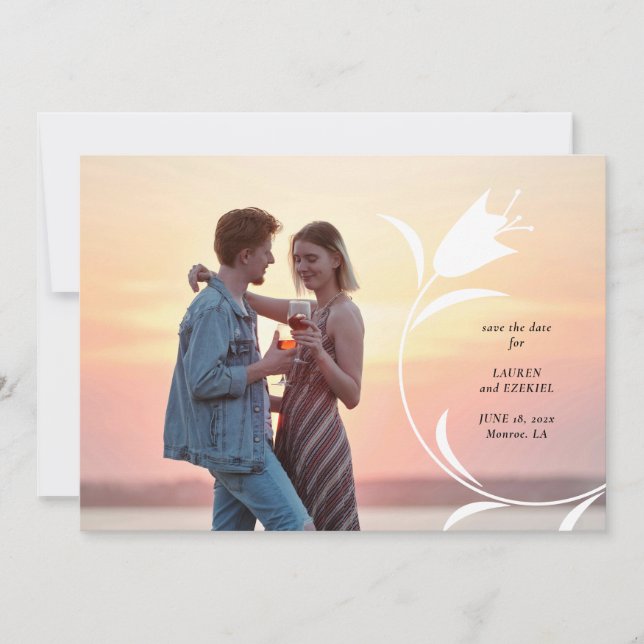 MOD ROSA TULIP BRÖLLOP SPARA DATUM INBJUDNINGAR (Framsida)