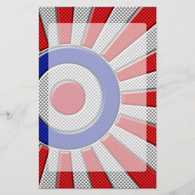 Mod Roundel Asian Sunburst in Carbon Fiber Stil Brevpapper (Framsida)