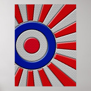 Mod Roundel Asian Sunburst in Carbon Fiber Stil Poster