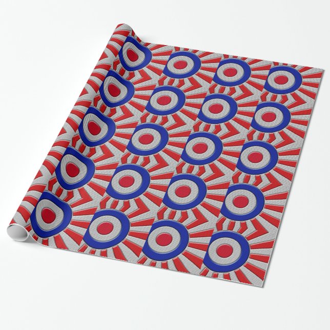 Mod Roundel Asian Sunburst in Carbon Fiber Stil Presentpapper (Utrullad)
