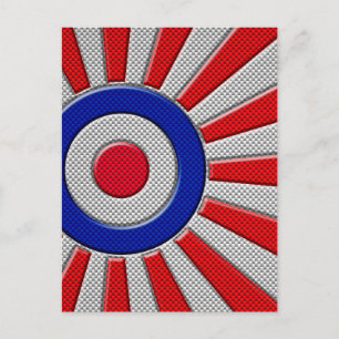 Mod Roundel Sunburst Carbon Fiber Stil Vykort
