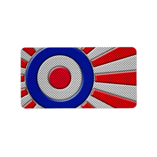 Mod Roundel Sunburst Design in Carbon Fiber Stil Adressetikett
