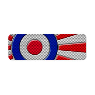 Mod Roundel Sunburst Design in Carbon Fiber Stil Returadress Etikett
