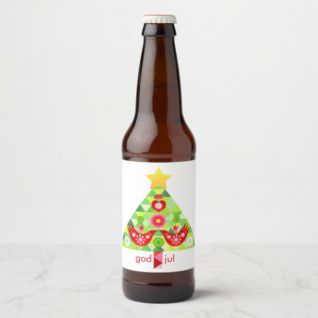 Mod Scandi Helgdag Bird Beer-etikett Ölflaska Etikett (Framsida)