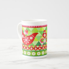 Mod Scandi Helgdag Bird Bone China Specialty Mugg Benporslin Mugg