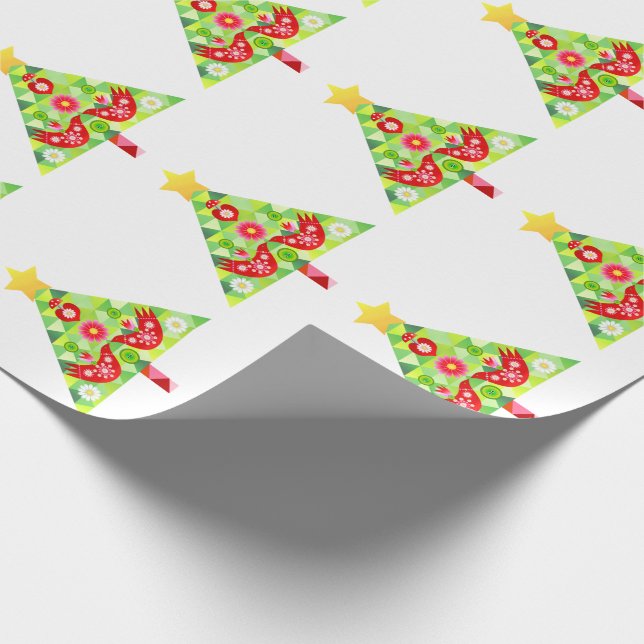 Mod Scandi Helgdag Bird Wrapping Papper Presentpapper (Hörn)