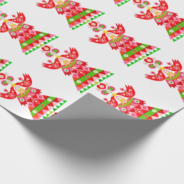 Mod Scandi Helgdag Bird Wrapping papper Presentpapper (Hörn)