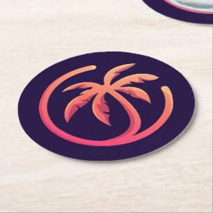Mod Shock rosa Orange Handflatan Träd Underlägg Papper Rund
