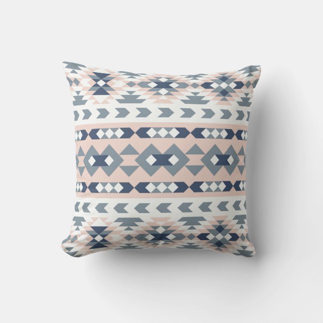 Mod Southwest Geometrisk Navy Blush Kudde (Framsida)