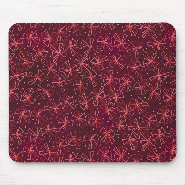 Mod Starburst Maroon och Rosa Mouse Pad Musmatta (Framsidan)