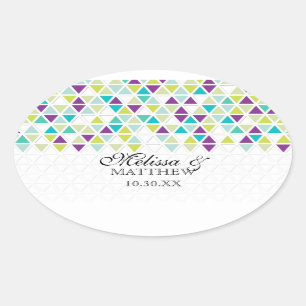 Mod Stil Triangel Mönster Triangulär geometrisk ge Ovalt Klistermärke