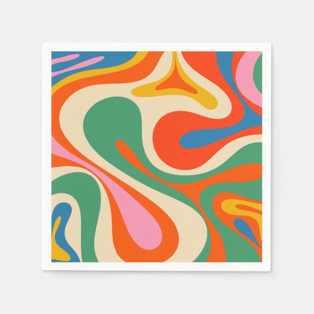 Mod Swirl Retro Trippy Colorful Abstrakt Mönster Pappersservett (Framsidan)