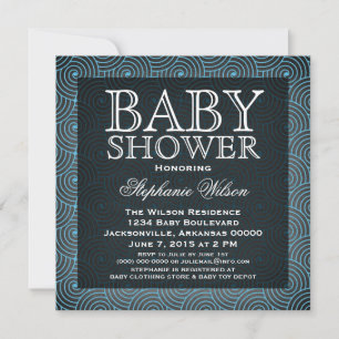 Mod Swirls Baby Shower Inbjudan, blå, blå Inbjudningar