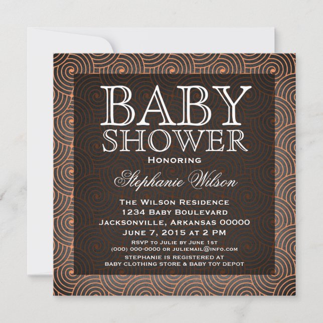 Mod Swirls Baby Shower Inbjudan, koral Inbjudningar (Framsida)