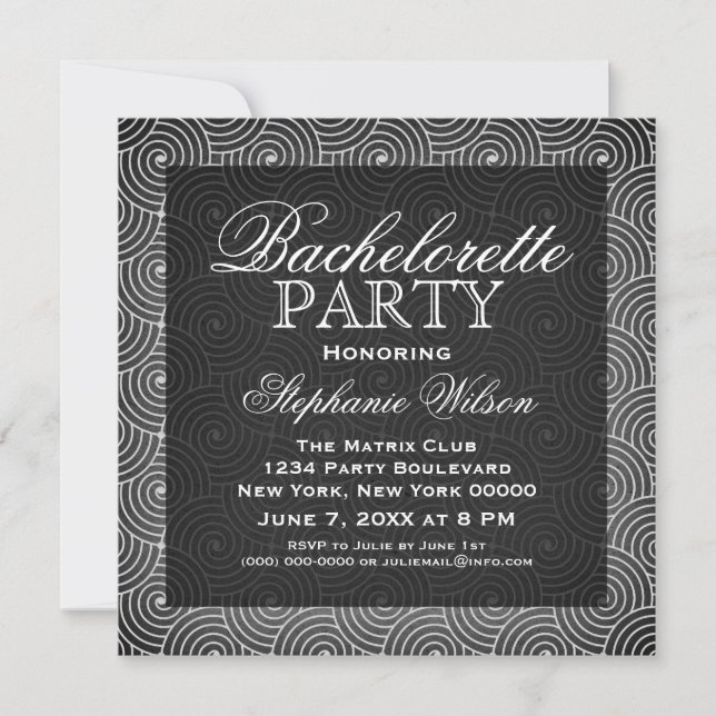 Mod Swirls Bachelorette Party Inbjudan, Elfenbensk Inbjudningar (Framsida)