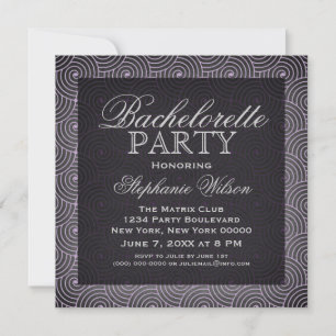 Mod Swirls Bachelorette Party Inbjudan, Lila Inbjudningar