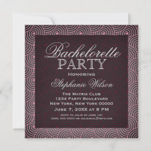 Mod Swirls Bachelorette Party Inbjudan, Rosa Inbjudningar