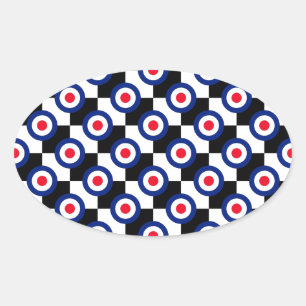 Mod Target Mönster Polka dots Mode Vintage Ovalt Klistermärke