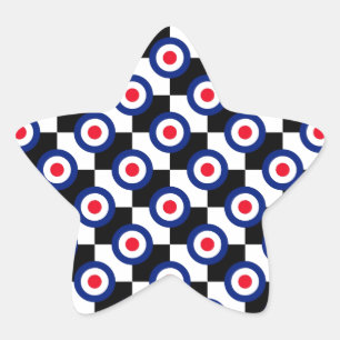 Mod Target Mönster Polka dots Mode Vintage Stjärnformat Klistermärke