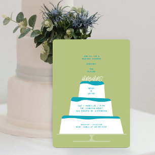 Mod Teal Iced Bröllop Cake Couples Shower Inbjudningar
