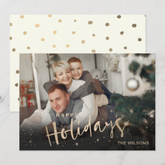Mod Typography Ro Guld Personlig Photo Julkort