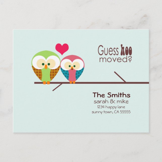 Mod Uggla - Flyttat Tillkännagivande Meddelande Vykort (Framsida)