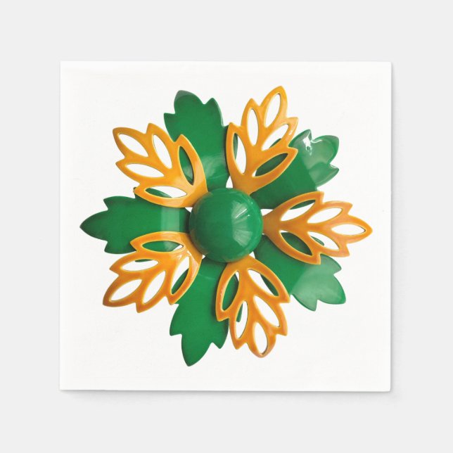 MOD Vintage Blommig Brosch Sommar Födelsedag Retro Pappersservett (Framsidan)