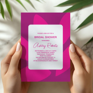 Moda blomblad Botanisk Fuchsia Bröllopsdusch Inbjudningar