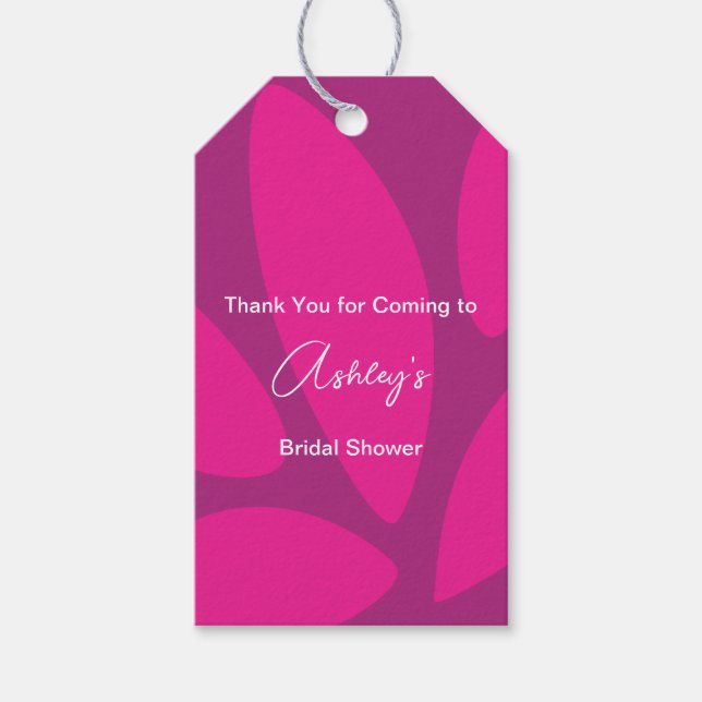 Moda Blomblad Botanisk Fuchsia Bröllopsfest Presentetikett (Framsidan)