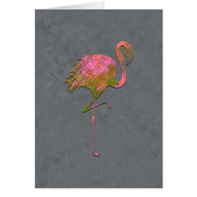 Moda Färgrik Flamingo Chic Modern Grå Tack OBS Kort (Framsidan)