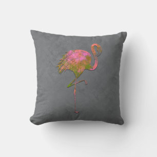 Moda Färgrik Sommar Flamingo Chic Modern Grå Kudde