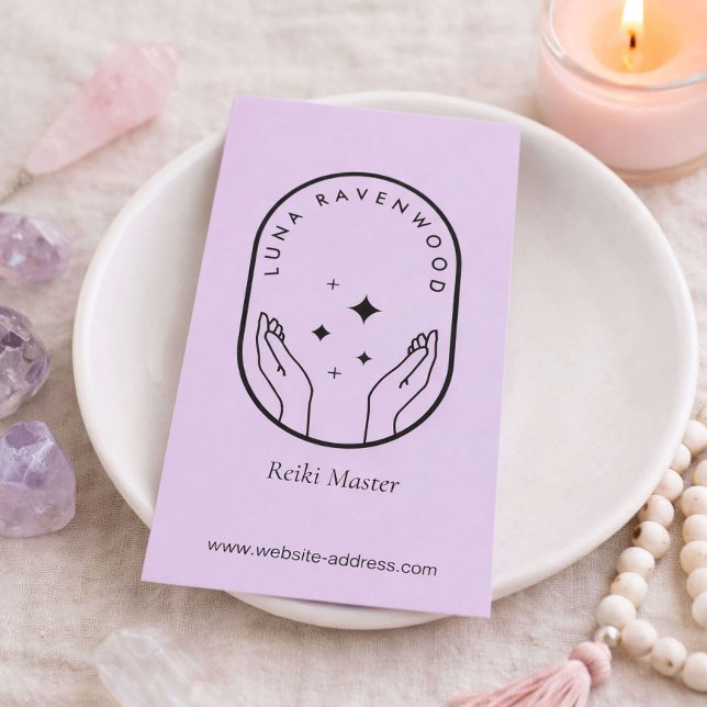 Modärn Celestial Reiki Masterläkande Mjuk Lavendel Visitkort (Skapare uppladdad)