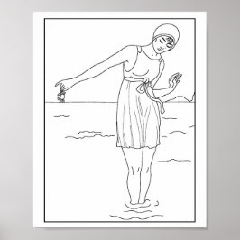 Mode 1913 Woman Swimwear Ocean Vatten Poster