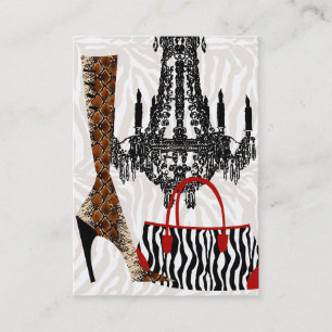 Mode Affärskort Handbag Boot Leather Zebra Visitkort