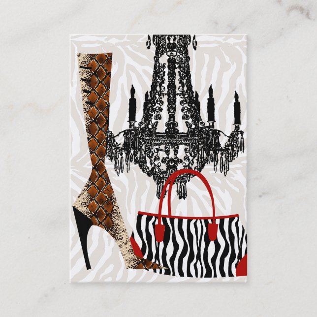 Mode Affärskort Handbag Boot Leather Zebra Visitkort (Framsida)