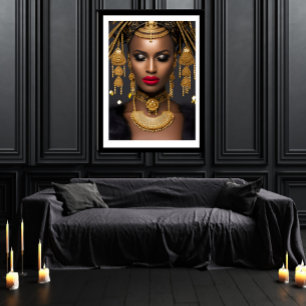 Mode African guld Black Jeweled hair Choker Poster