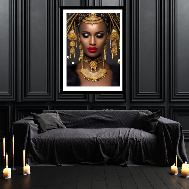 Mode African guld Black Jeweled hair Choker Poster (Skapare uppladdad)