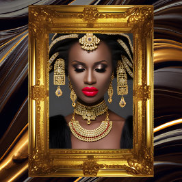 Mode afrikansk exotisk guld-huvudbit jewel choker poster