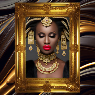 Mode afrikansk exotisk guld-huvudbit jewel choker poster