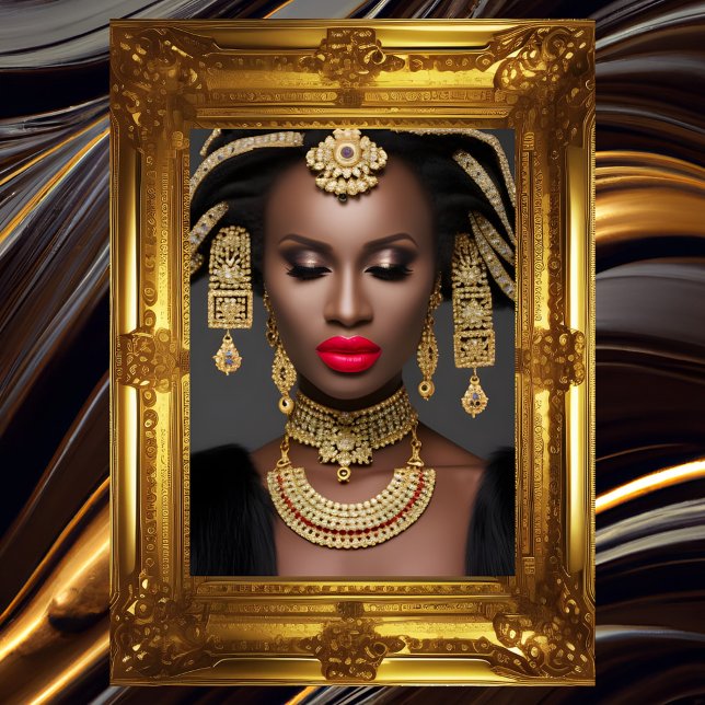 Mode afrikansk exotisk guld-huvudbit jewel choker poster (Skapare uppladdad)