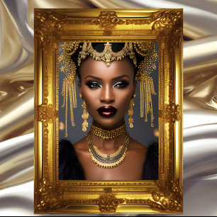 Mode Afrikansk exotisk guld Svart huvudprydnad juv Poster