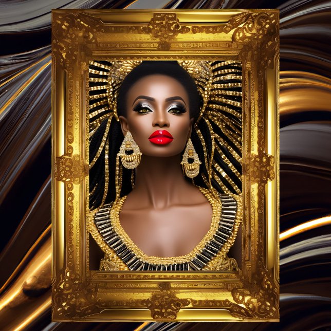 Mode Afrikansk kvinna guld Svart Juvelbesatt Klänn Poster (Skapare uppladdad)